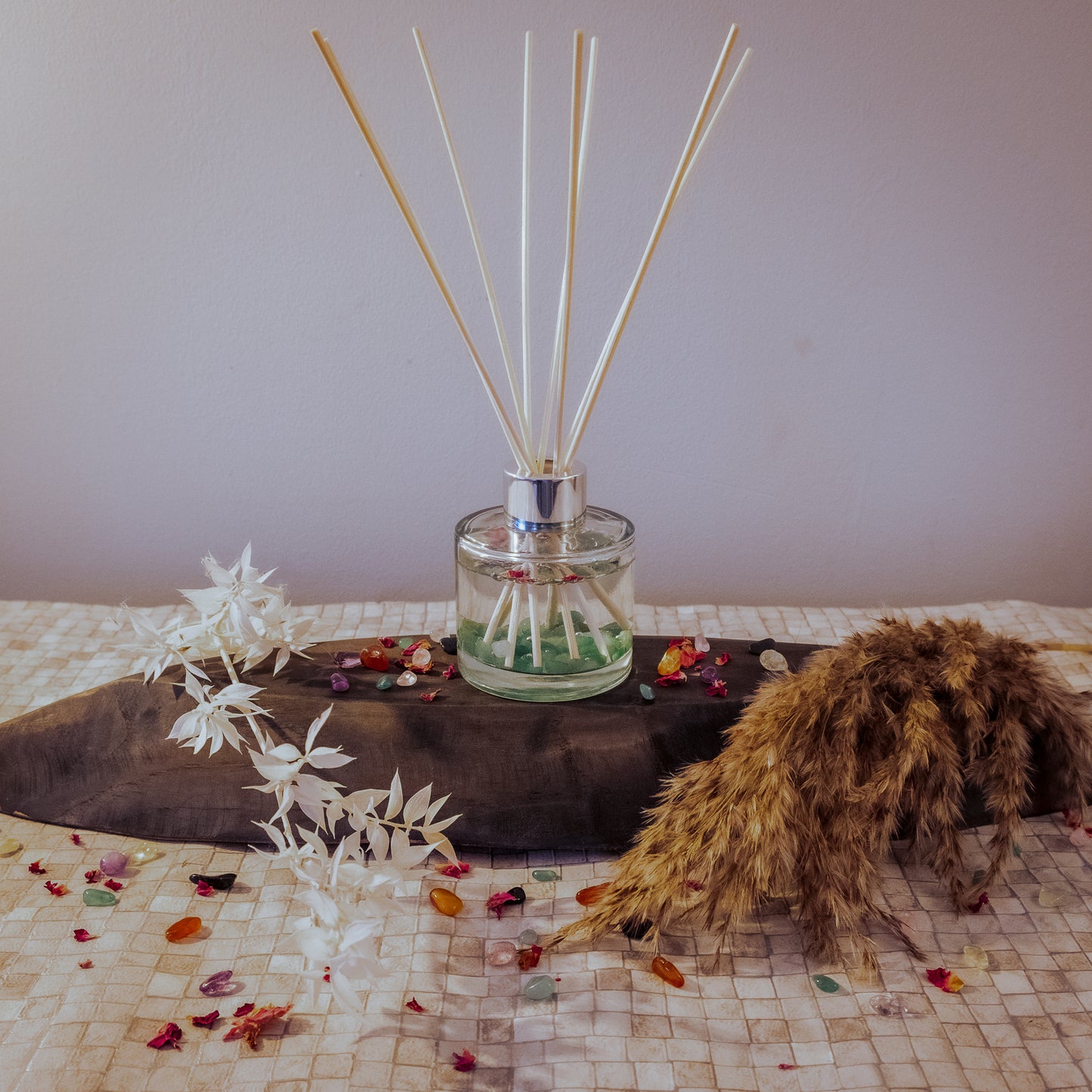 Green Aventurine Crystal Infused Reed Diffusers - Frosted Eucalyptus (100ml)