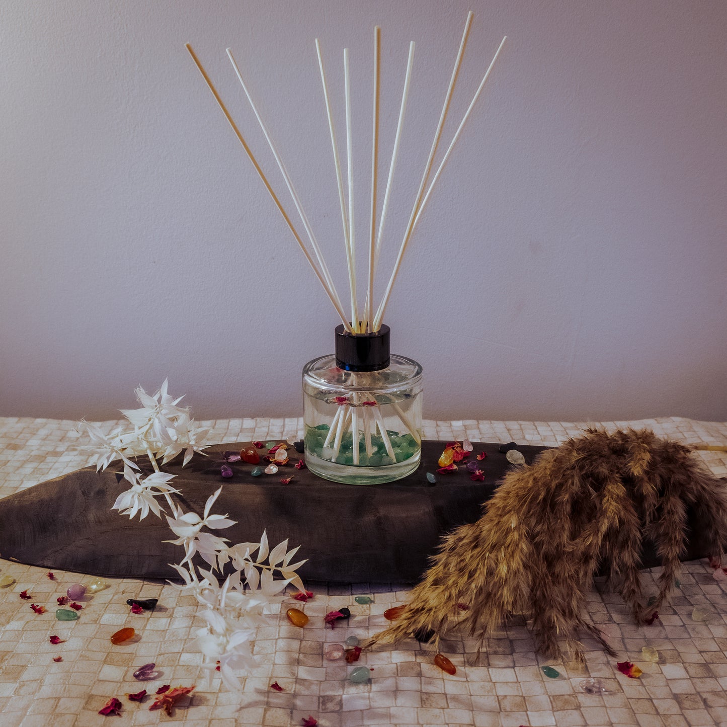 Green Aventurine Crystal Infused Reed Diffusers - Frosted Eucalyptus (100ml)