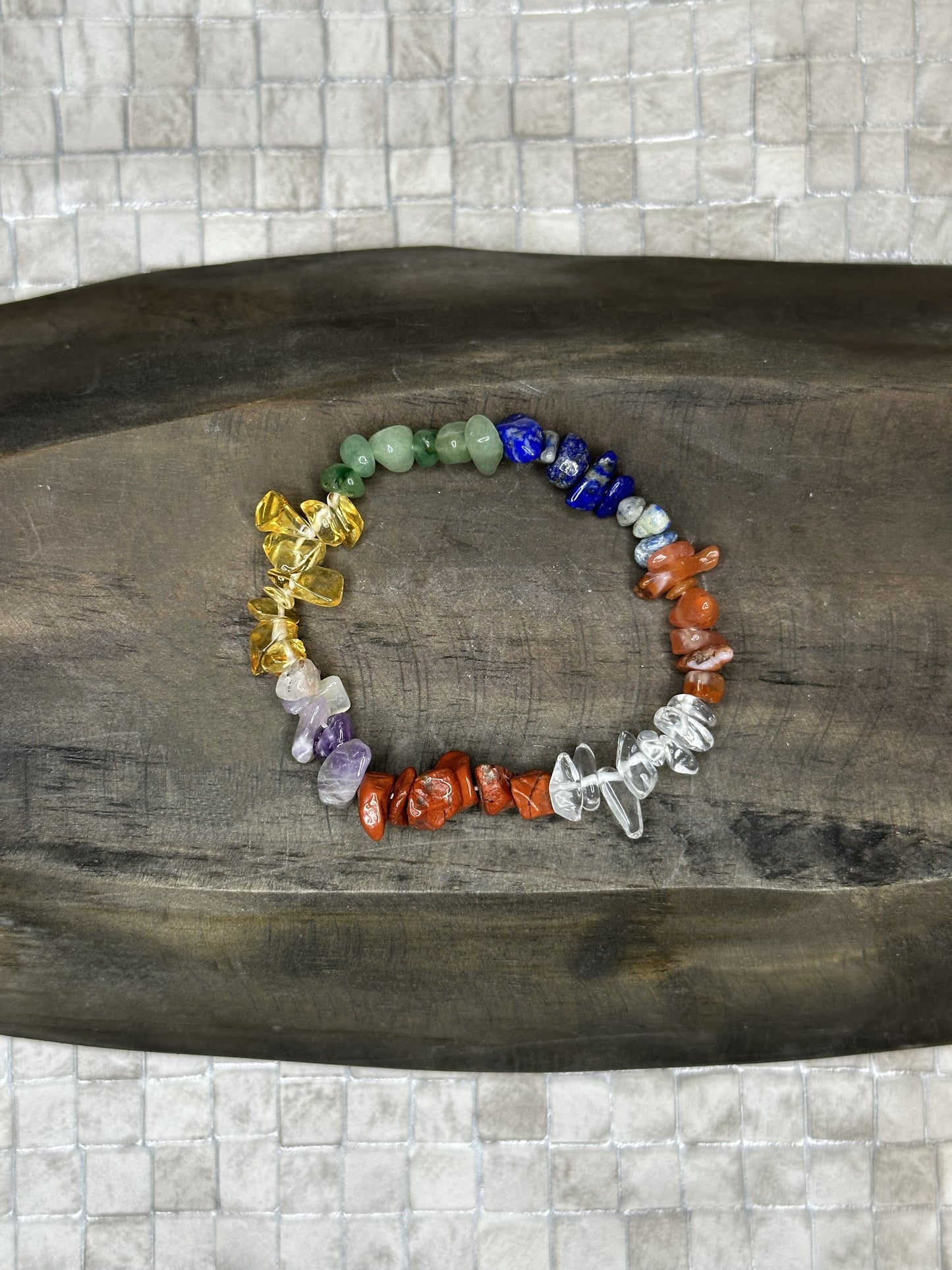 7 Chakra Crystal Chip Bracelet