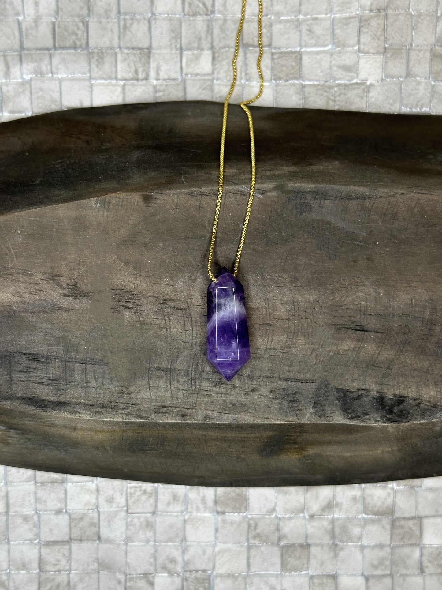 Amethyst Hexagon Crystal Point Necklace
