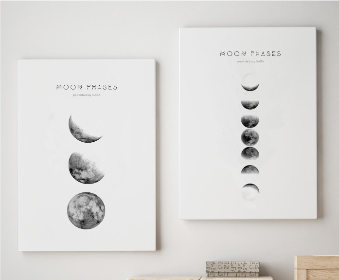 Moon Phase Canvas Print (3 Phases & All Phases)