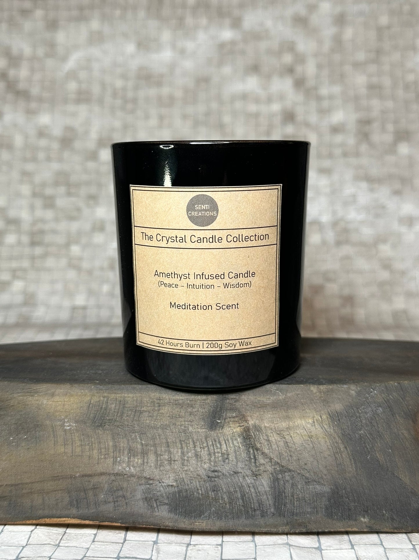 Amethyst Infused crystal candle - Meditation Scent (200g)