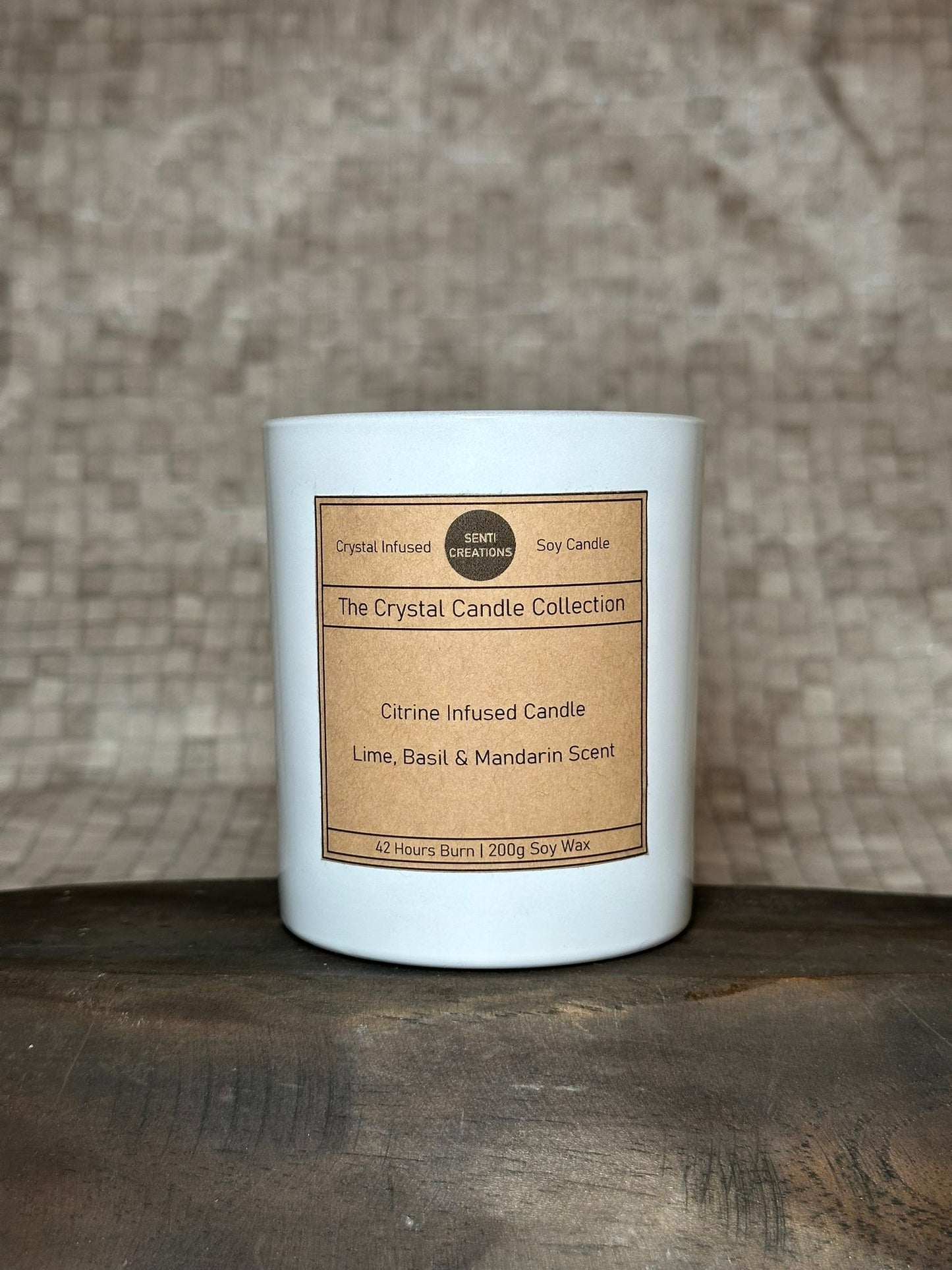 White Lotti Crystal Infused Candle - Customisable (200g)
