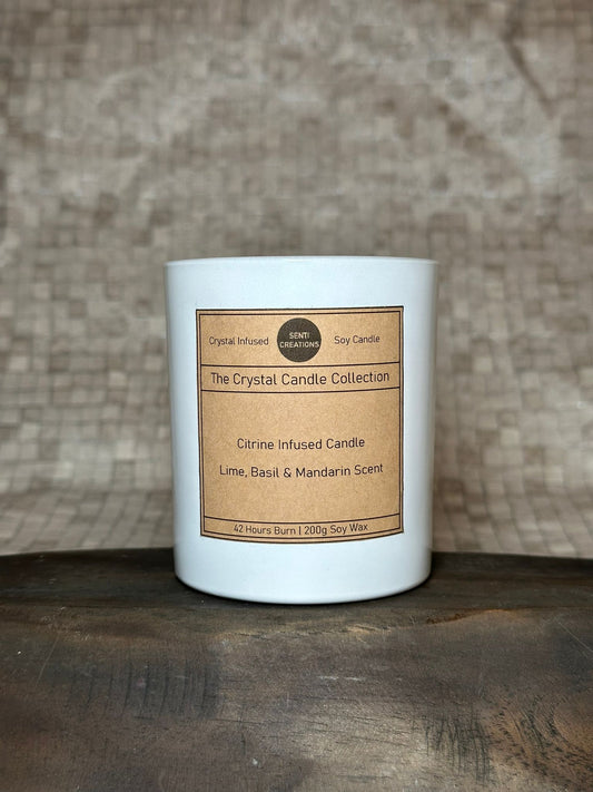 White Lotti Crystal Infused Candle - Customisable (200g)
