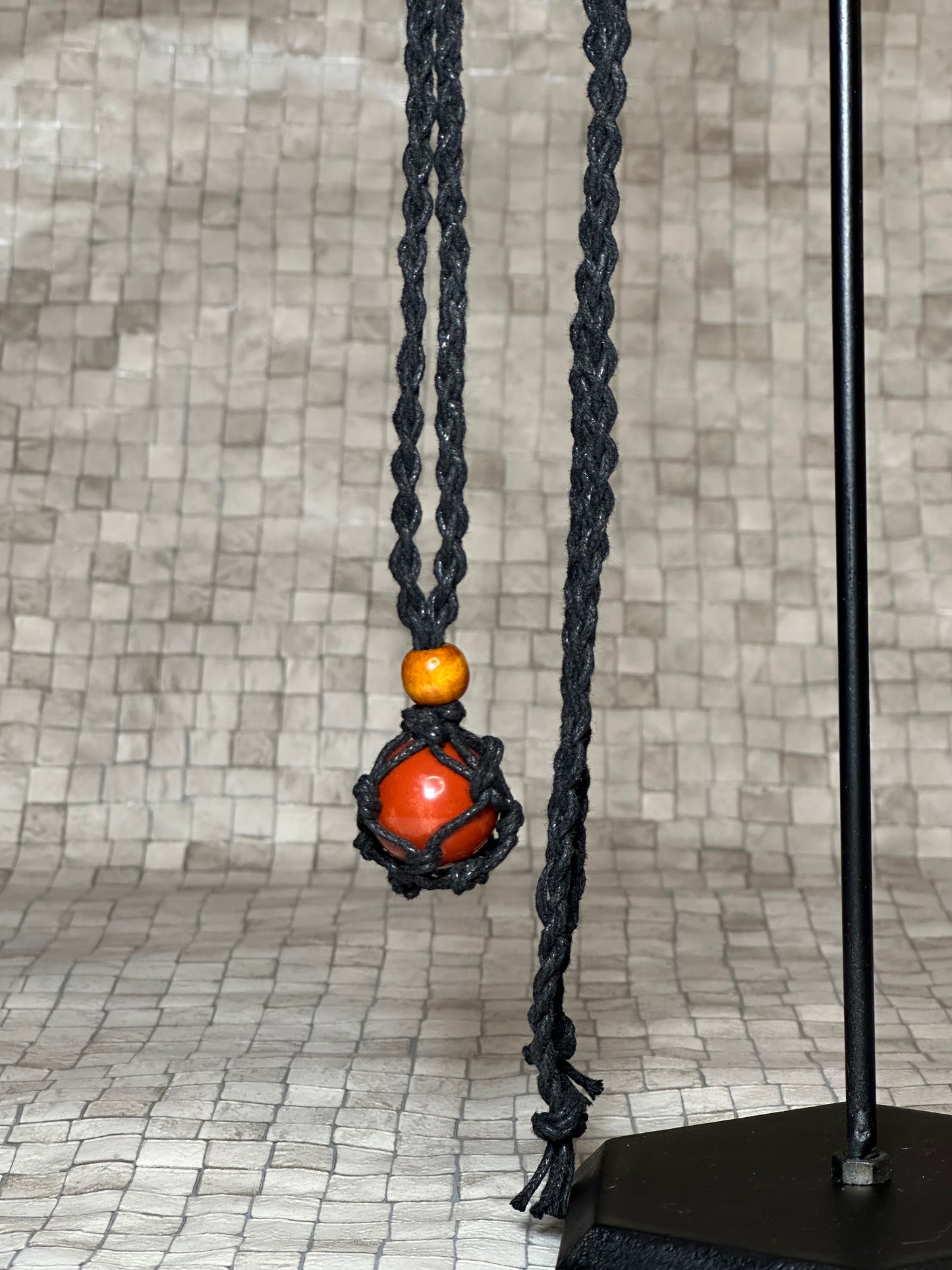 Black/Brown Cord Adjustable Cage Necklace